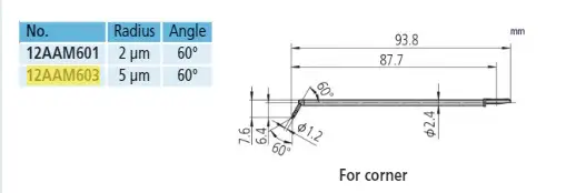 2 x Corner hole stylus - R5µm; 90° for Surftest; Formtracer SV-C 12AAM603
