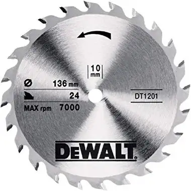 DeWalt 136 x 10mm 24T Trim Saw Blade Fine Finish Wood Cut
