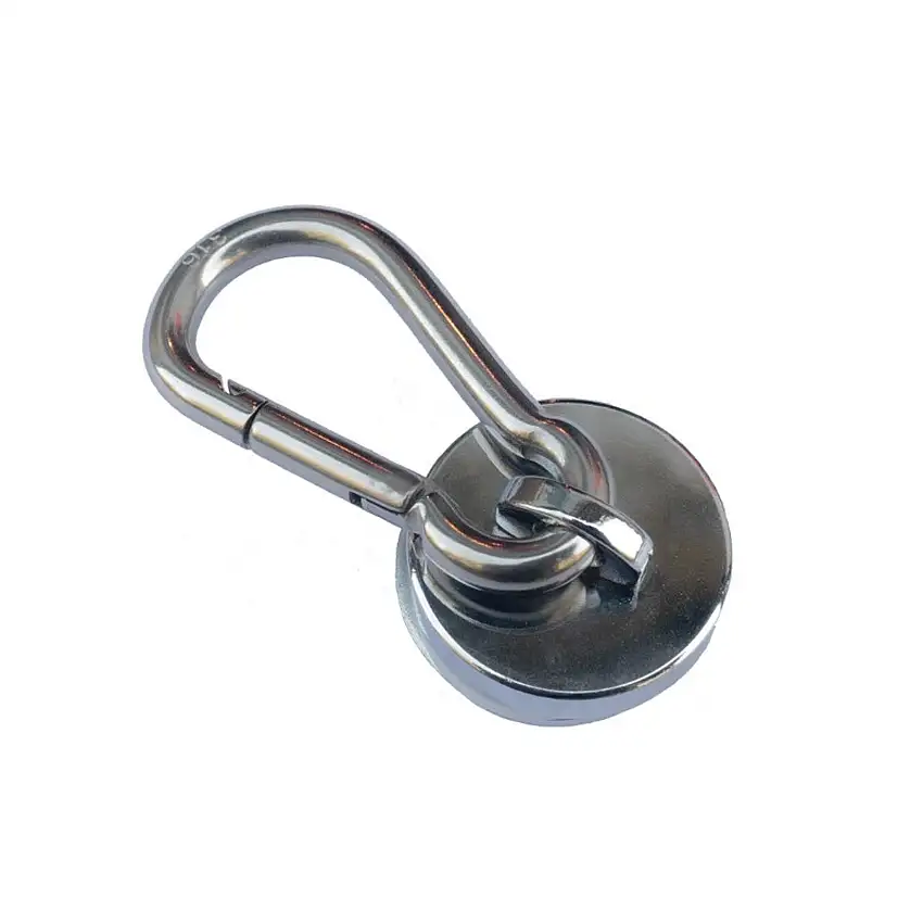 28mm Neodymium NdFeB Magnet with a Spring Closure Carabiner Hook