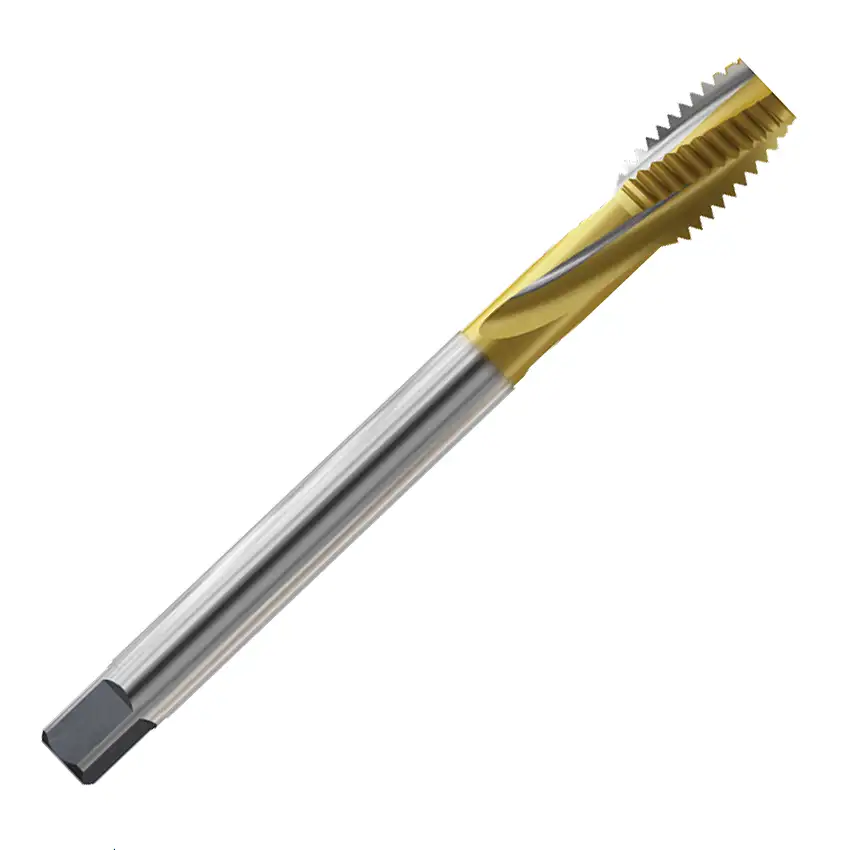 M12 x 1.25mm Metric Fine TiN Coated HSS-E Spiral Flute Machine Tap (6H Tolerance) with Chip Breaker, Short Chamfer - TDE27 Series (YG-1)