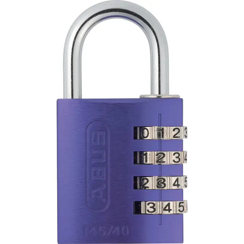 Abus Combination Padlock, Aluminium, Purple, 42mm Width, Weatherproof