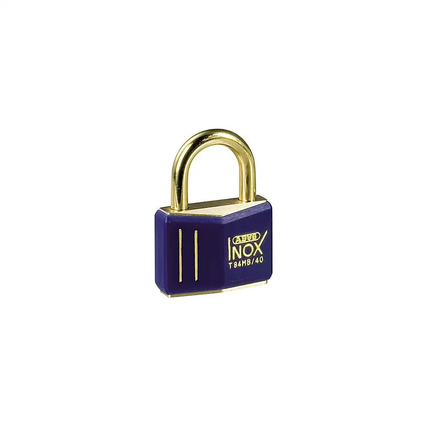 Abus Keyed Padlock, Keyed Alike, Brass, Blue, 43mm Width, Weatherproof