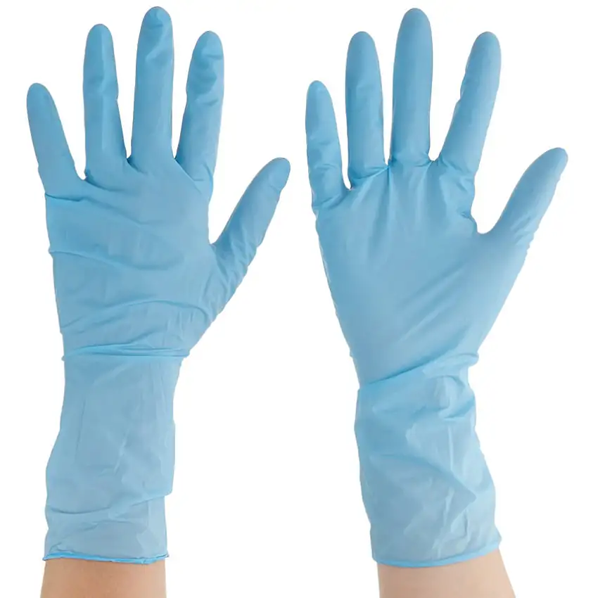 Ansell TouchNTuff 92-665 Disposable Gloves, Blue, Nitrile, 4.3mil Thickness, Powder Free, Size 7.5-8, Pack of 100
