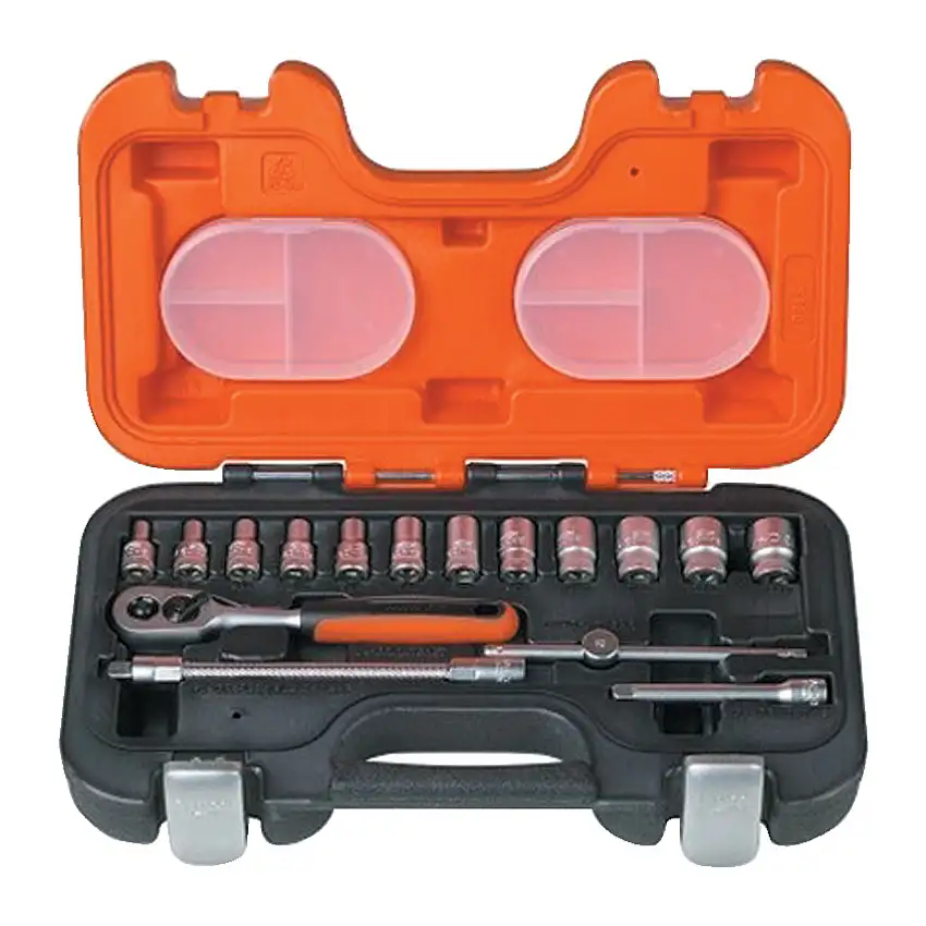 Bahco 1/4in. Drive, Socket Set, Metric, 4mm - 13mm, Set of 16, Matte Finish