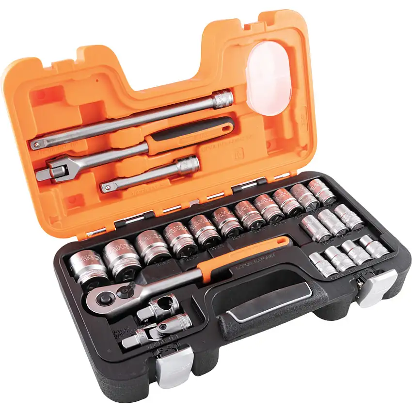Bahco 1/2in. Drive, Socket Set, Metric, 10mm - 32mm, Set of 24, Matte Finish