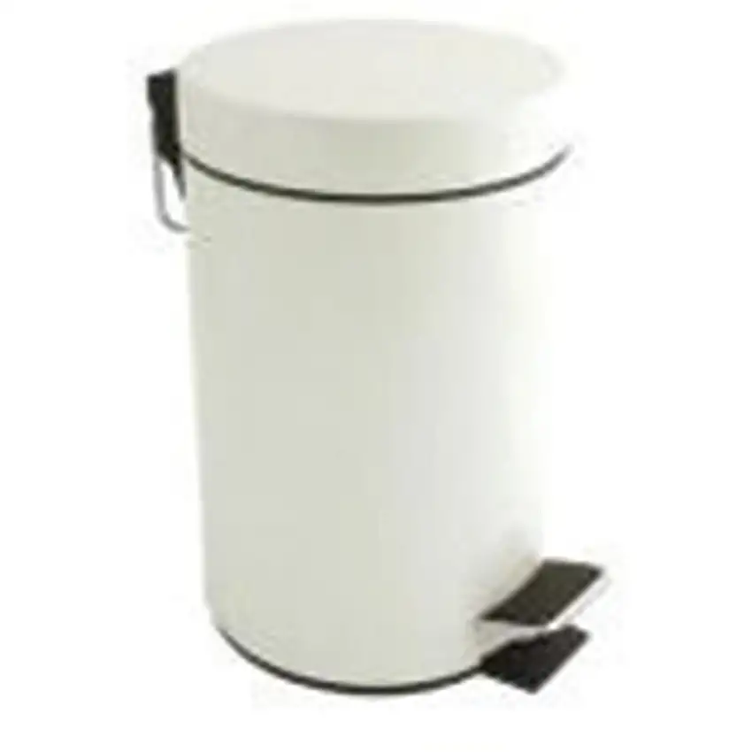 Bentley Brushware Pedal Bin White Metal 3 Litre