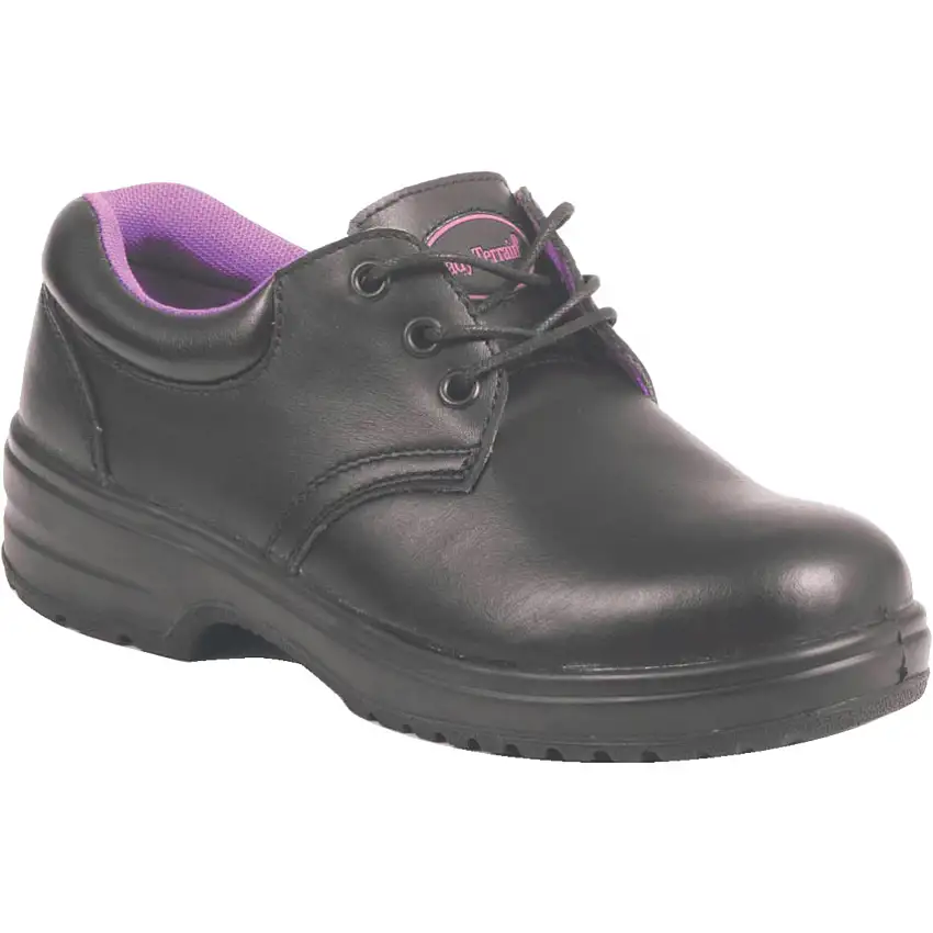(Unbranded) Women's Metal Safety Shoes, Size 8, Black, Leather Upper, Steel Toe Cap, S1P, EN ISO 20345:2011
