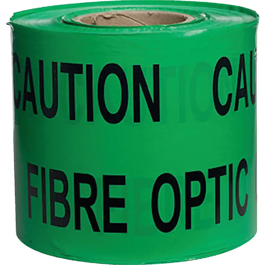 (Unbranded) Caution Fibre Optic Cable Below Underground Green Tape - 365 x 150mm