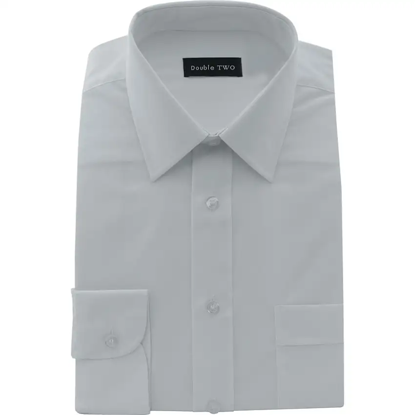 Double Two Shirt, Men, White, Cotton/Polyester, Long Sleeve, 18" Collar