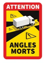 DURITE  French Blind Spot Warning Sign For HGVs over 3.5T Attention Angles Morts     0-870-54