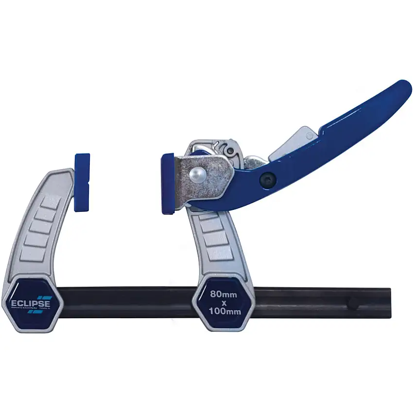 Eclipse Blue 4in./100mm Quick Clamp, Aluminium Jaw, 180kg Clamping Force, Pistol Grip Handle