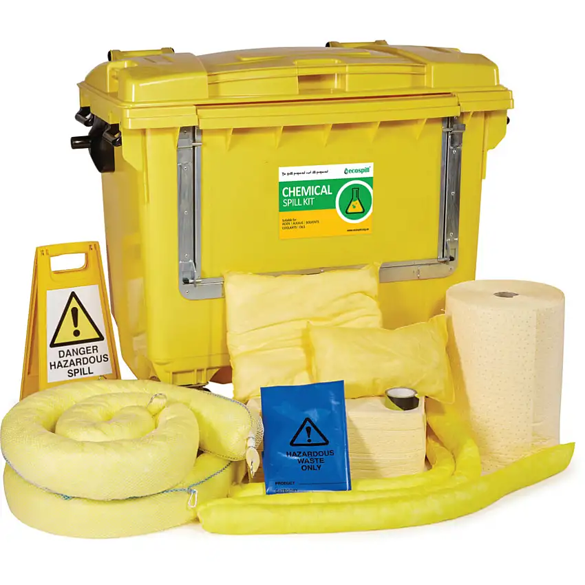 Ecospill 600L CHEMICAL SPILL KIT 4 DROP FRONT WHEEL PE BIN
