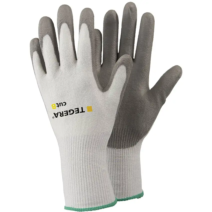Ejendals 10430 Tegera, Cut Resistant Gloves, Grey/White, Polyurethane, Palm Coated, Cut B, Size 8