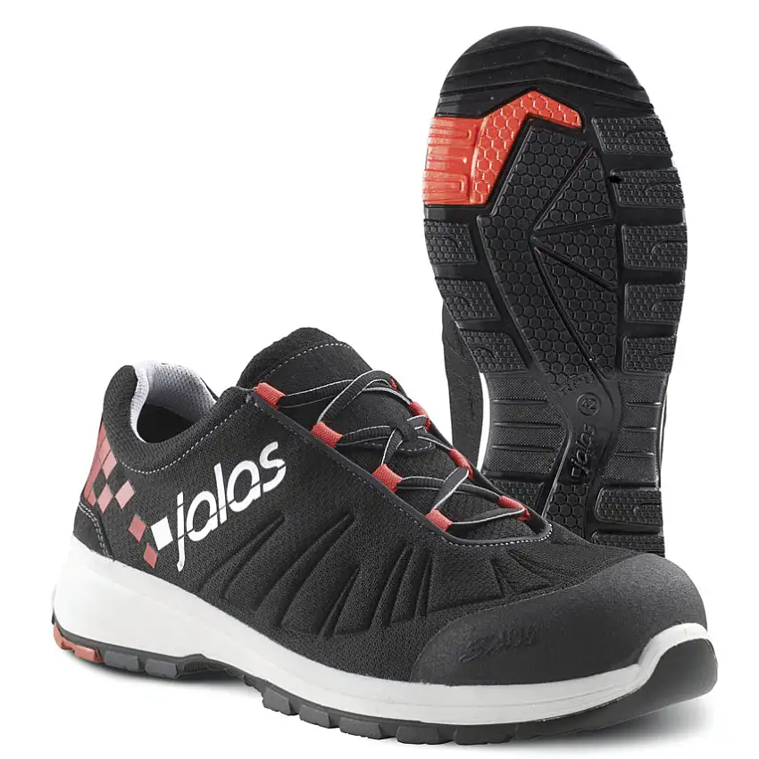 Ejendals Jalas Zenit Evo Unisex Safety Trainers, Size 5, Black/Red/White, ESD, Textile Upper, Aluminium Toe Cap, S3, EN ISO 20345:2011