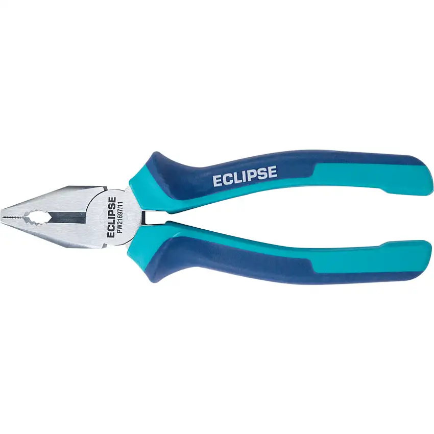 Eclipse Blue Combination Pliers, Serrated, Carbon Steel, 180mm