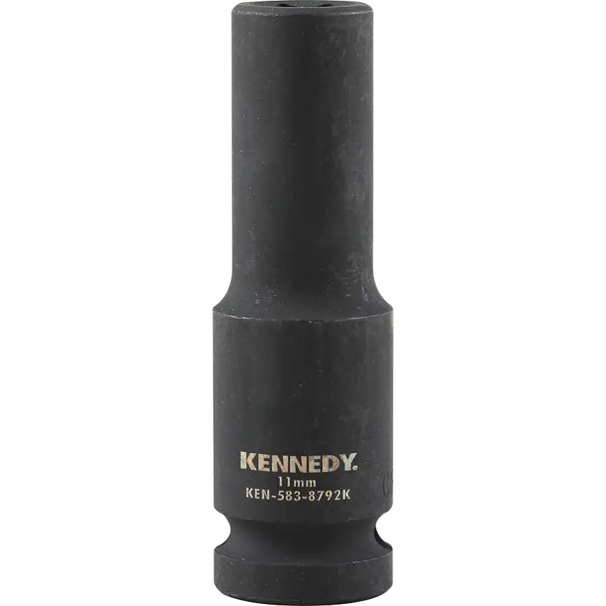 Kennedy 1/2in. Drive, Deep Hex Impact Socket, 11mm, Metric, Black Oxide Finish