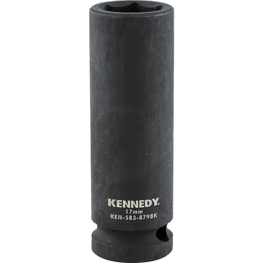Kennedy 1/2in. Drive, Deep Hex Impact Socket, 17mm, Metric, Black Oxide Finish