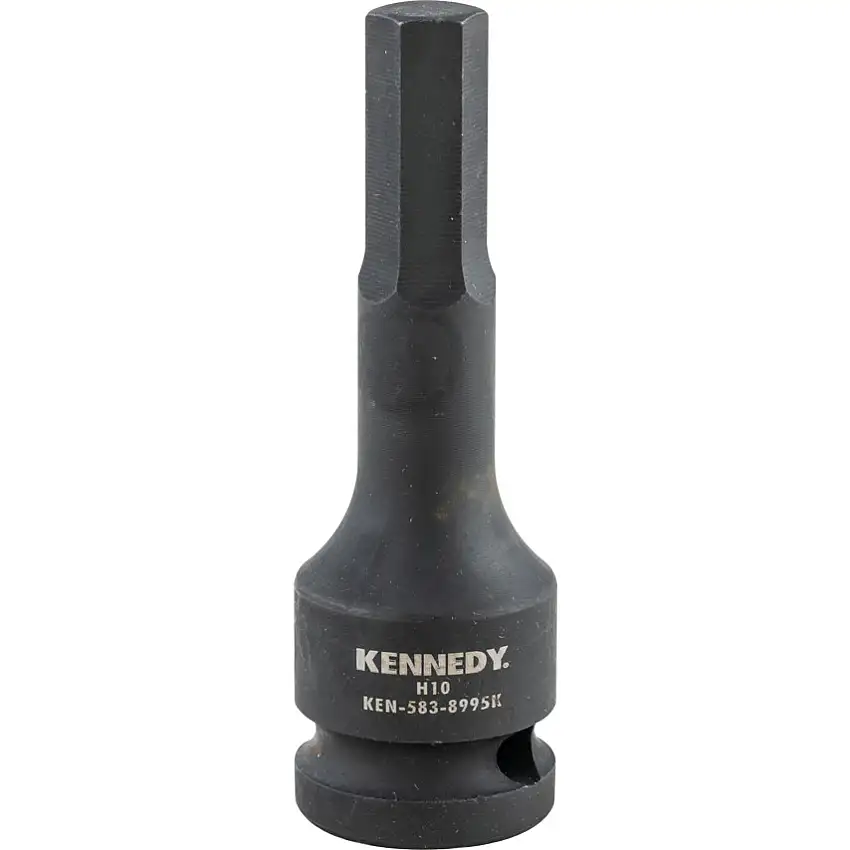 Kennedy 1/2in. Drive, Deep Hex Impact Bit, 10mm, Metric, Black Oxide Finish