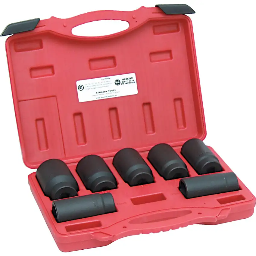 Kennedy 1/2in. Drive, Hex Impact Socket Set, 29mm - 38mm, Metric, Black Oxide Finish, Set of 7
