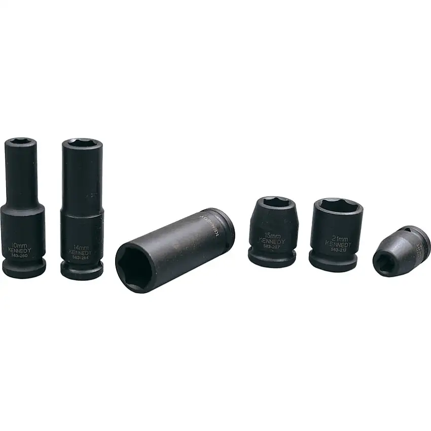 Kennedy 1/2in. Drive, Deep Hex Impact Socket, 14mm, Metric, Black Oxide Finish