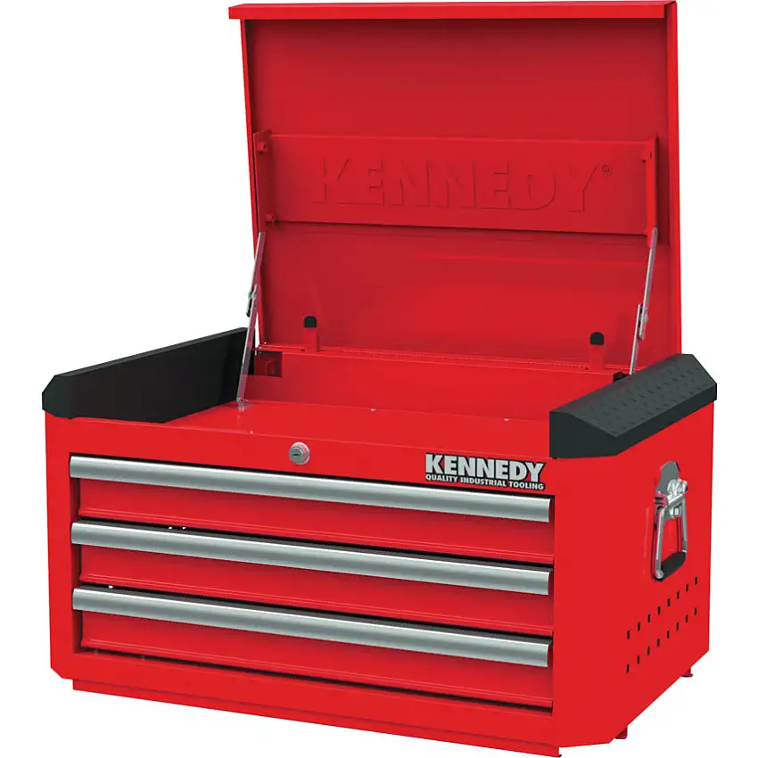 Kennedy Tool Chest, Industrial Range, Red, Steel, 3-Drawers, 375 x 706 x 461mm, 245kg Capacity
