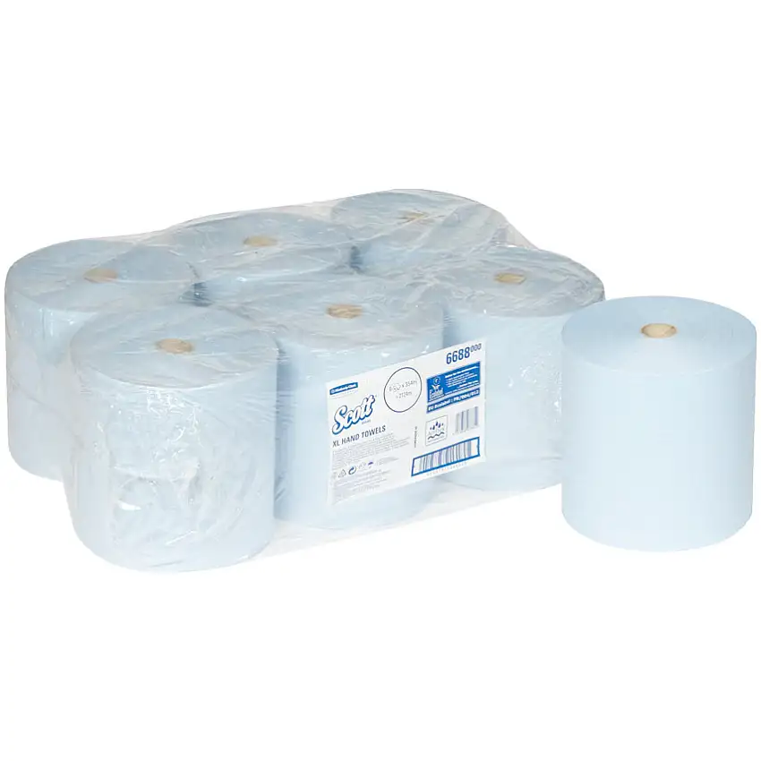 Scott Hygiene XL, Blue, Hand Towels, Roll, 1 Ply, 6 Sleeves