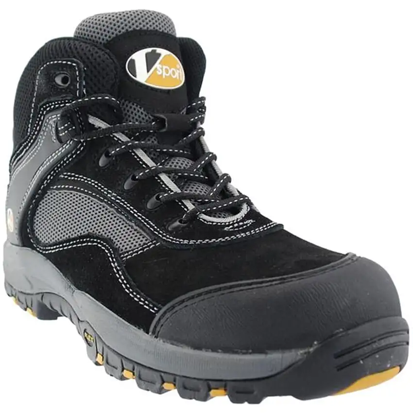 V12 Footwear Track Unisex Composite Safety Boots, Size 13, Black, Composite Toe Cap, S1P, EN ISO 20345:2011