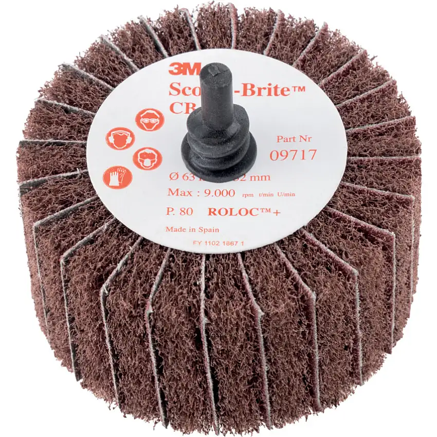 3M 09717, Non-Woven Brush, CD-ZR, 63 x 32mm, Roloc,  Medium, Aluminium Oxide