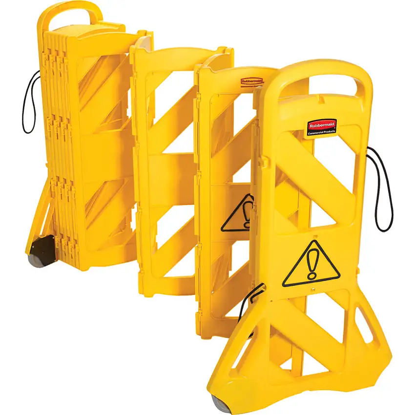 Rubbermaid Collapsible Portable Safety Barrier, Plastic, Yellow