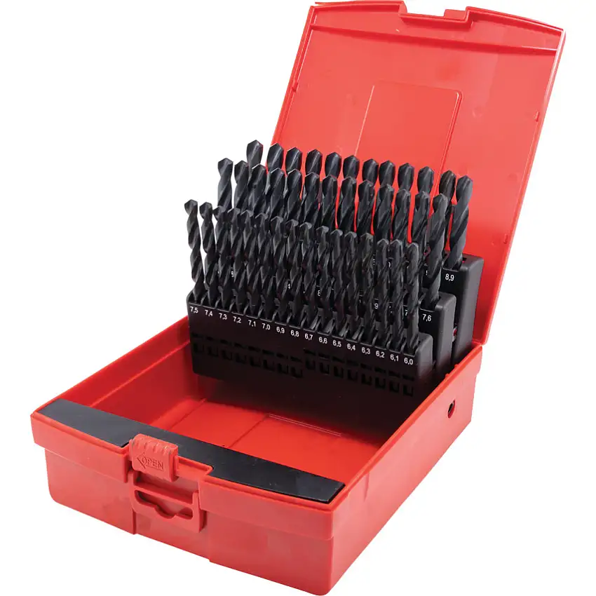 Sherwood Jobber Drill Set, 6mm to 10mm x 0.1mm, Standard Length, Metric, High Speed Steel, Set of 41