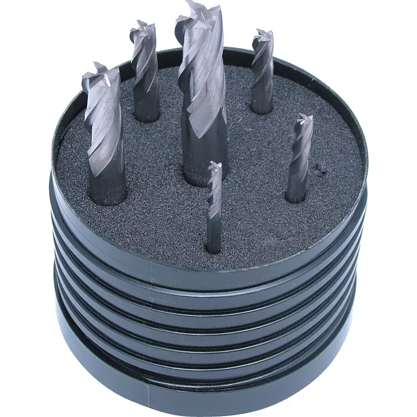 SwissTech 4FL Carbide Plain Shank Slot Drill Sets 3-10mm (SET-6)
