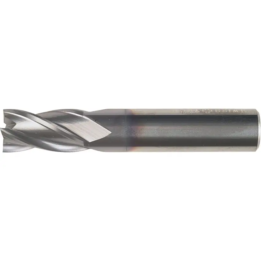 SwissTech 50, End Mill, Short, Plain Round Shank, 12mm, Carbide, TiCN