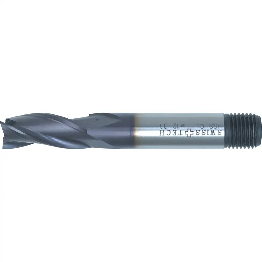 SwissTech 25.00mm HSS-Co 8% 2 Flute Threaded Shank Long Series Slot Drills   - TiALN Coated