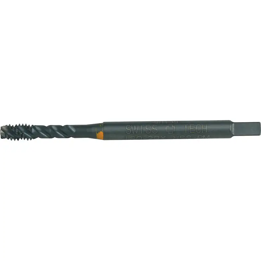 SwissTech Tap, 5/16in. x 18, UNC, Straight Flute, Powdered Metal High Speed Steel, Nitride/Steam Tempered, Orange