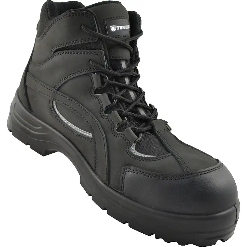 Tuffsafe Unisex Metal Safety Boots, Size 7, Black, Leather Upper, Steel Toe Cap, S3, EN ISO 20345:2011