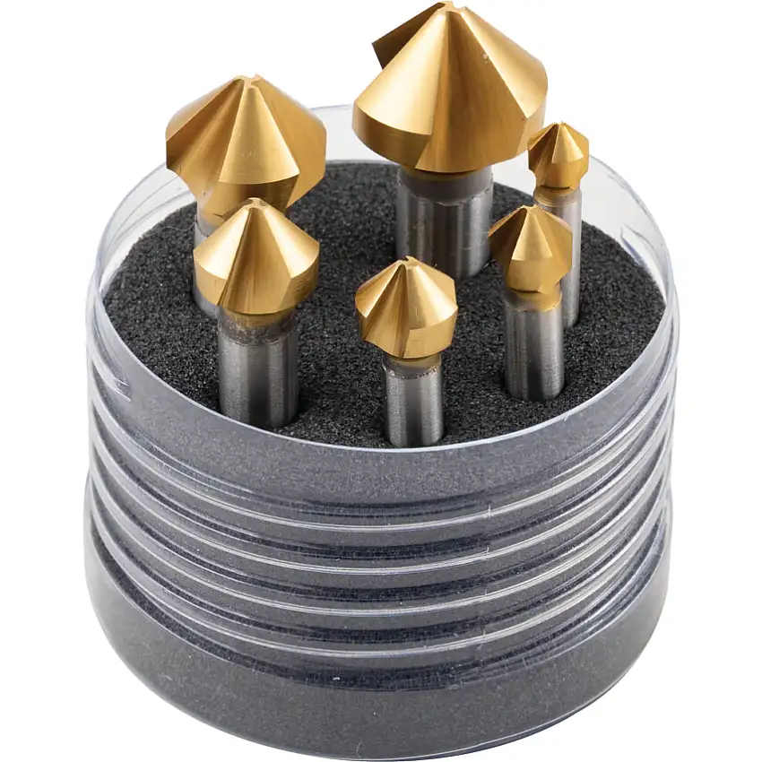 Walter Titex Countersink Set, Z3711 TIN, Countersink, Straight Shank, Set of 6, High Speed Steel, TiN