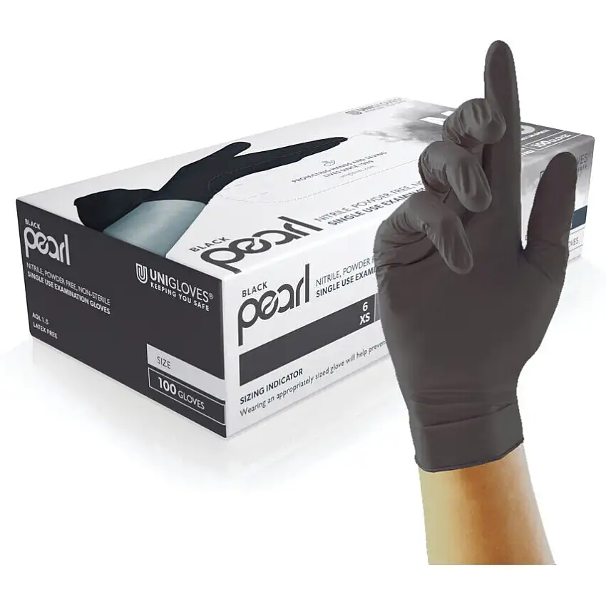 Unigloves Keeping You Safe BLACK PEARL BLACK NITRILE GLOVES 10X100 (L)