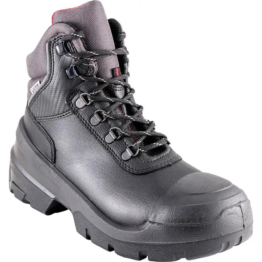 uvex Quatro Pro Unisex Metal Safety Boots, Size 14.5, Wide Fitting, Black, Leather Upper, Steel Toe Cap, S3, EN ISO 20345:2011