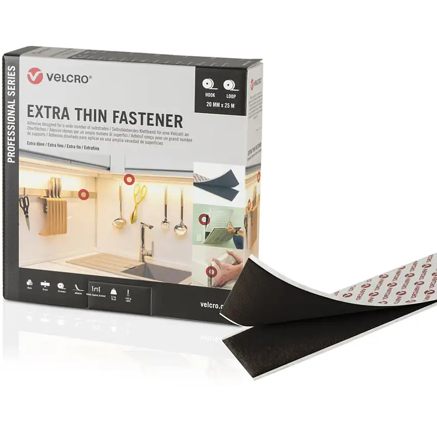 Velcro® Brand EXTRA THIN FASTENER 20mm X 25m BLACK
