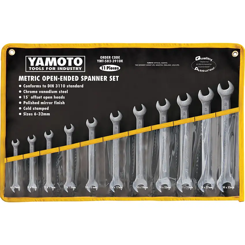Yamoto Metric, Open Ended Spanner Set, 6 - 32mm, Set of 11, Chrome Vanadium Steel