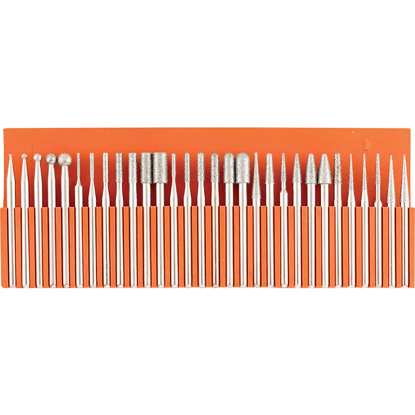 York 30 Piece Diamond Coated Burr Set with 3mm Shank