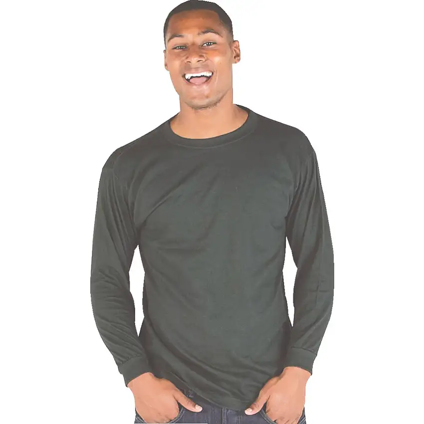 (Unbranded) T-Shirt, Men, Black, Cotton, Long Sleeve, XL