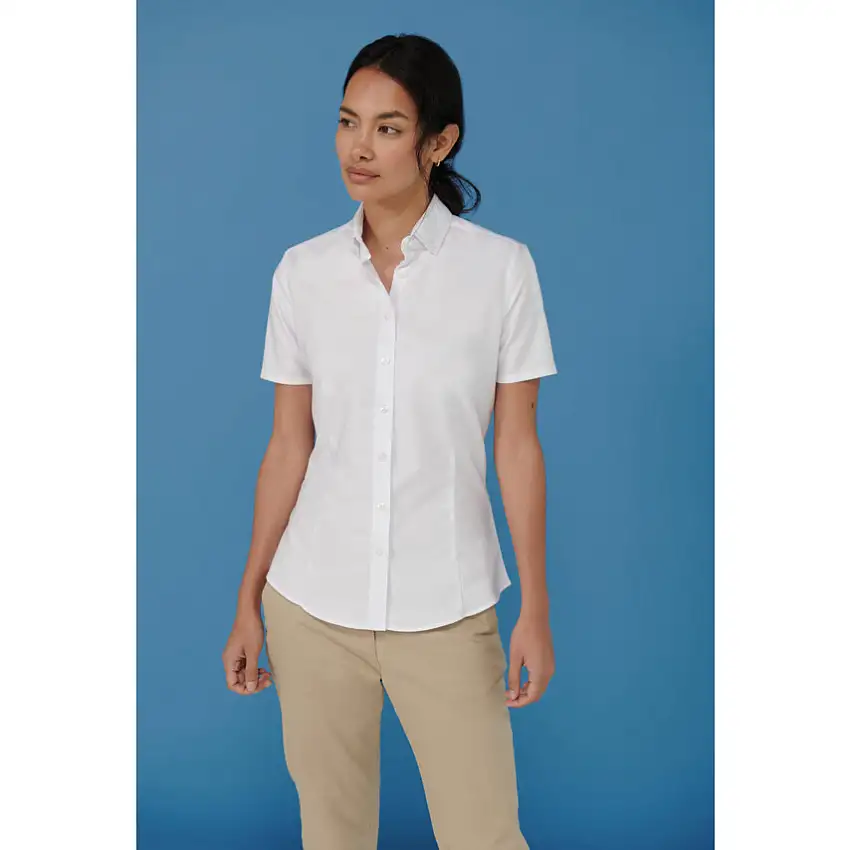 (Unbranded) WOMENS OXFORD SHIRT SS HB518 WHITE (M)